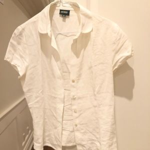 Hobbs White linen short sleeve blouse